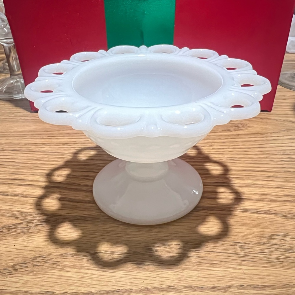 White milk glass candy dish